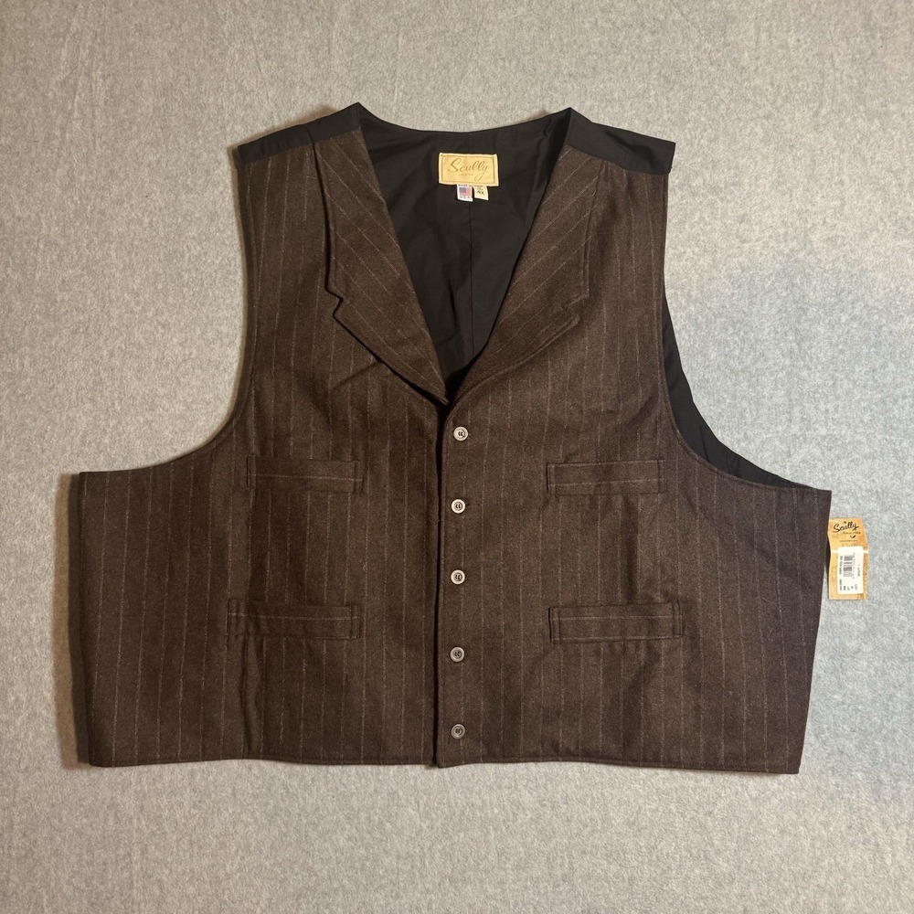 Scully Vest Mens Brown 4XL Pin Stripe NWT Wool Made In USA